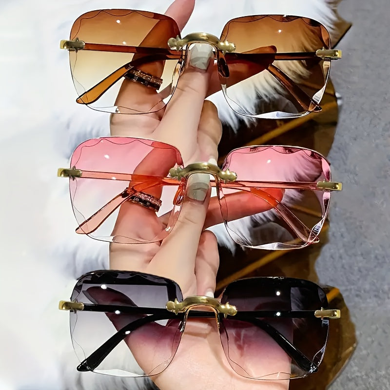 3pcs New Style Frameless Fashion Glasses, Trendy European And American Angular Glasses for Both Men And Women.